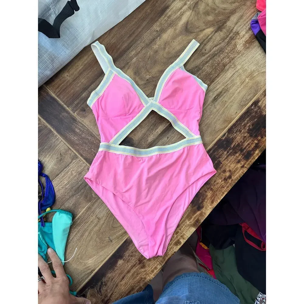 Dolce Vita Women's Pink Blue Blaire One Piece Swimsuit Size Medium